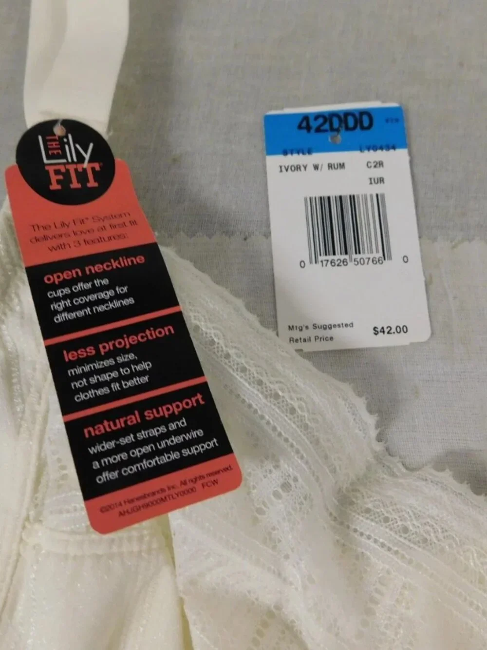 Lilyette Lily Fit Ivory Bra sz 42 DDD NEW with Tag
